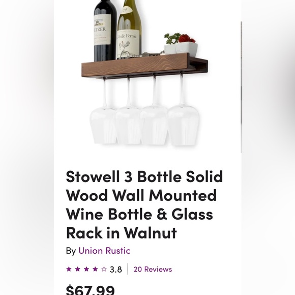 Wine bottle and glassware wall mount wooden shelve .. the 2 available together - Picture 4 of 4